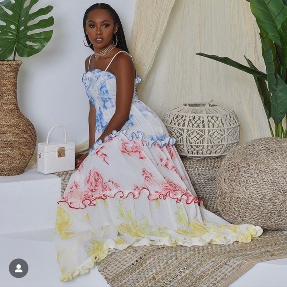 NWT Latiste Women’s White and Colorful Tired Maxi Dress - Picture 3 of 10